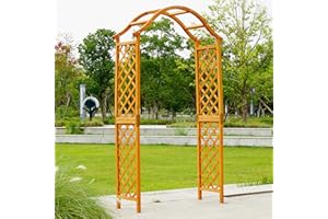 GR8 GARDEN Garden Arch Wooden Pergola Feature Trellis Rose Climbing Plant Archway Natural Tan Wood Arched Support Frame