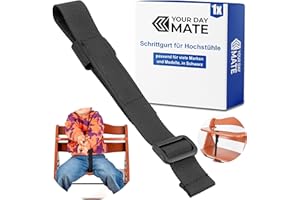 YOUR DAY MATE Cinghia inguinale per seggiolone, 1 pezzo, in nero, cinghia compatibile con Hauck Alpha Beta, Stokke Tripp Trapp, roba e molti altri, cinghia per seggiolone tavolo anteriore