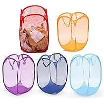 2 Cesti Portabiancheria Pieghevoli A Rete - Grigio E Verde, Con Manici - Foto 11