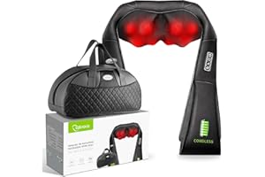 Cotsoco Bezprzewodowy masażer szyi i ramion, urządzenie do masażu Shiatsu z ciepłem, przenośny do łagodzenia bólu szyi i pleców, masaż elektryczny, prezenty dla kobiet, mężczyzn