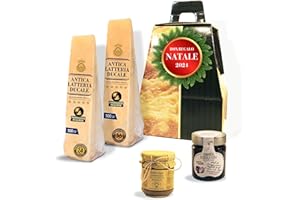 Cesto Natalizio Gastronomico con 2 Parmigiano Reggiano DOP 24 e 36 Mesi e Tipicità Emiliane - Box Regalo Natale 2024 Antica Latteria Ducale