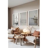 Zestia Beyaz &Ccedil;er&ccedil;eveli 3&rsquo;l&uuml; Tablo Seti, Deniz Feneri &ndash; Soft Manzara, Salon Set No: 30132 50 x 70