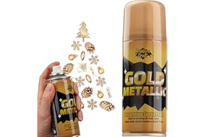 KreativeKraft Spray Peinture Métallique Argent ou Or 250ml, Décoration Noël Festive, Bombe Peinture Arbres et Bricolage (Or)