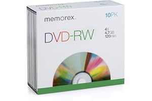 MEMOREX Imation 4 x DVD-RW with Slimline Jewel Case 10 Pack – DVD + RW 4.7 GB, DVD-RW, 120 min, jewellery box (Virgin)