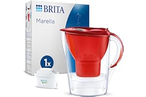 BRITA Carafe filtrante Marella rouge (2,4L) inclus 1 cartouche filtrante MAXTRA PRO All-in-1 - réduit le chlore, certains pesticides, herbicides et résidus médicamenteux, le tartre et certains métaux