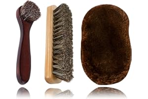 Lamondre Shoe Brush Set, Horsehair Brushes, polish brush, Ideal for Boots, Car Seats, Bags, Sofas