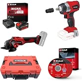 Einhell TP-CW 18 Li BL + AXXIO 18/115 Ak&uuml;l&uuml; Somun Sıkma ve Taşlama Seti (4,0 Ah Ak&uuml; ve Şarj Cihazı, Kesici Disk ve &Ccedil;anta Dahi