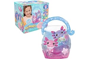 Animagic – Let’s GLO Axolotl Bubble Reef – Acuario Interactivo con 2 Axolotes Electrónicos Luminosos Rosa y Violeta – Flotan, Brillan y se Mueven – Juguete Sensorial para Niños Desde 4 Años
