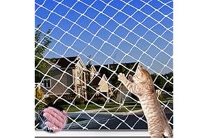 Aicharynic Red para gatos para balcón, 5 x 5 m, red de protección para gatos, balcón, 2,5 x 2,5 cm, tamaño de malla, red para gatos, balcón, sin agujeros, red para gatos, ventanas, ventanas, terrazas