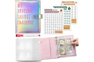 UMAVLESFRD 100 Envelopes Saving Challenge, 52 Week Money Saving Book, Budget Binder Money Saver Wallets for Cash (Silver)