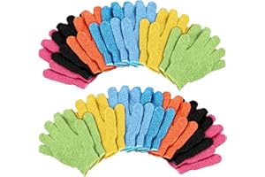 Duufin 14 Pairs Exfoliating Gloves Body Scrubber Bath Glove Scrubbing Gloves for Shower, Spa, Massage, Dead Skin Cell Remover, 7 Colours