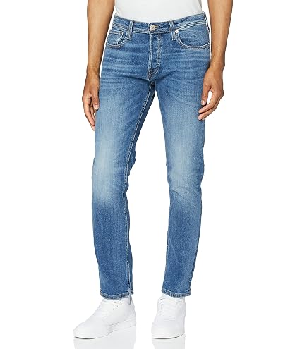 JACK & JONES Herren Jeans – Tapered Fit, Mittlere Taille, 94% Baumwolle, 5% Recycelt, 1% Elasthan, Modell JJIMIKE