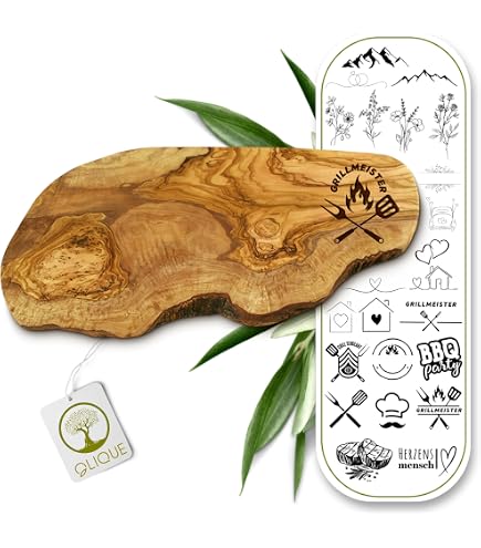 Lot De 4 Planches à Pain En Bois D'olivier Naturel - Coupe Unique, Réversible, Fait Main