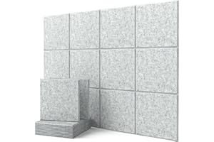 KUCHOOW Acoustic Panels, Sound Absorbing Panels, 12 Pack Sound Proofing Panels for Home Decoration and Wall Protection, Studio, Classroom, Gym, Office, 12" X 12" X 0.4"
