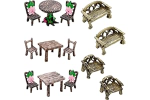 Cayway Accessoires de Jardin Miniatures, 17 Pièces Ensemble Table et Chaises Miniatures, D'Accessoires Jardin Miniature, Kit d'Ornement Miniature de Mini pour Décorer Les Mini Jardins