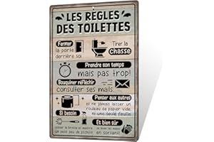 Putuo Decor Plaque Décorative Murale en Aluminium pour WC et Toilettes, Style Humoristique (Les Régles des Toilettes)