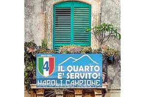D&VLAB Banner Striscione con Occhielli In PVC per esterno Celebrativo Napoli 4° Scudetto 2025 Campione D'Italia, STAMPA PROFESSIONALE Tifosi Partenopei Ultras Calcio Sport Napoletani Calcio (100x75 cm)