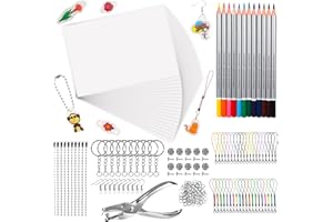 LUZOON 213 Pcs Plastico Magico Shrink Plastic, Incluye A4 20 Hojas de Plástico Encogible, Termocontraíble Shrink Plastic para Hacer Llaveros para Niños Manualidades DIY