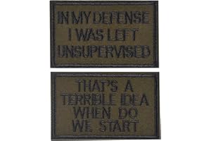 AXEN 2 Pieces in My Defense I was Left Unsupervised &That's a Terrible Idea When Do We Start, Tactical Military Morale Patch for Tactical Gear, Green
