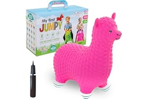 GERARDO'S Toys Animal Space Hopper for Toddlers and Kids - Bouncy Ride-on Alpaca Hopping Toy - for Ages 1-5 Year Old - Includes Pump - Inflatable Bouncer for Indoor and Outdoor Fun - Pink Alpaca