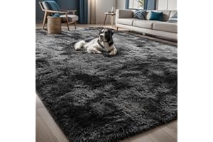 Uryedo Homeware Rugs Living Room Large Soft Touch Rug Area Rugs for Bedroom Anti Slip Modern Super Soft Thick Pile Fluffy Shaggy Rug Non Shedding(160x230 cm)-Dark Grey