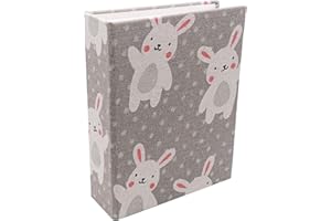 Dankeler Album fotografico per bambini, album fotografico da scaffale 10x15 cm con 100 tasche, libro fotografico con copertina in lino per la famiglia(Coniglio)