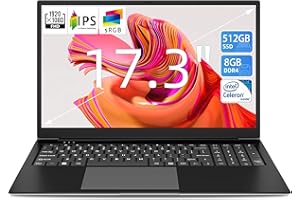 SGIN Laptop 17.3 Inch 8GB RAM 512GB SSD, Laptop Celeron Dual-Core Processor Up to 2.8GHz, 1080P FHD PC Notebook with Dual Band WiFi, 2xUSB 3.0, Keyboard Film in Eight Languages