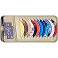 Wisdompro Car CD Case Holder, Vehicle Sun Visor Organizer Disc Wallet for Cars with 12 DVD Storage Sleeves, 1 Mesh Pocket, 1 Pen Holder and Elastic Strap (Khaki)