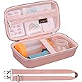 Canboc Carrying Case for Asthma Inhaler, Handheld Spacer for Adults and Kids, Mask, Inhaler Spacer Bag with Removable Shoulder Strap, Mesh Pocket fit Medicine or Essentials, Rose Gold (Case Only)