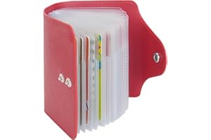 IHIGOGOFA Porte Cartes de Crédit Femme Homme Cuir 40 Fentes (Rouge)