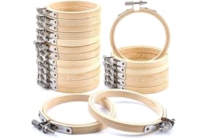 ZOOQUE 20 Piezas Bastidor de Madera para Bordar,8cm Llantas de Bordado de Madera Redondas Set para Punto de Cruz y Manualidades Costura a Mano