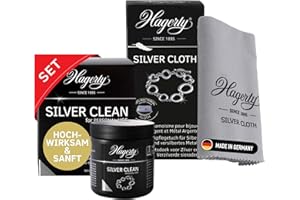‎HAGERTY Hagerty Set Silver Clean Schmucktauchbad + Silver Cloth Schmuck Reinigungstuch für Silberschmuck und versilbertem Schmuck I Effektiver Schmuckreiniger und Poliertuch für erneuerten Glanz und Pflege