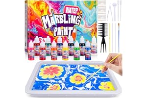 Lovchil Kit de Manualidades para Niños, Pintura para Hacer Marmolados sobre el Agua con 12 Colores y 6 Mariposas de Madera. Regalo Ideal para Niños de 6 7 8 9 10 11 12 Años