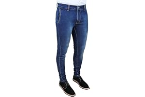 Evoga Jeans Uomo Pantaloni Slim Fit Aderenti Blu Denim Casual