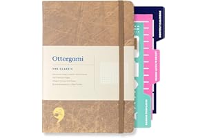 Ottergami Bullet Journal Pointillé A5 | Carnet de Notes | Pochoirs et Porte-Stylo | 150gsm Papier Épais Zéro Bavures | The Classic