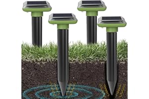 QUEATH Répulsif Solaire pour Taupes (4 Packs), répulsif pour Les Taupes, répulsif Taupe, Anti-Taupe ultrasons solaires, répulsif pour Serpent, échiquier Taupe,Répulsif à Taupes à ultrasons