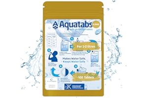 BLUE AHEAD Aquatabs Water Purification Tablets World's #1 Water Purification Treatment Tablets 8.5 MG x 100, 1 Tablet Purifies 1-2 litre