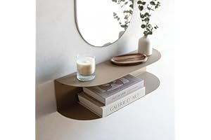 MILUKA Consolle Ingresso Moderno 60 cm in Metallo Beige Sabbia | Mensole da Muro Design a 2 Livelli per Mobile Ingresso, Comodino Sospeso o Toletta Trucco | Modello Ovva