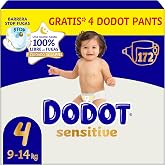 Dodot Sensitive Baby Diapers Size 4, 172 Nappies, 9 kg - 14 kg, Optimal | Optimal protection of baby's skin, up to 12 hours a