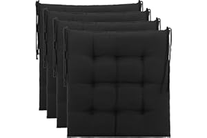 Brandsseller Cuscino per Sedia circa 40 x 40 cm Cuscino per Poltrona con Cinghie di Fissaggio per Interni Esterni come Set da 4 - Nero