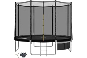 TRIUMPHKEY Trampoline Extérieur Enfants Ø 183/228/305/366/427 cm, Trampoline pour Jardin, Set accesoire Complet : Filet de sécurité, Echelle, Bâche de Rebord, Capacité Max 150 kg