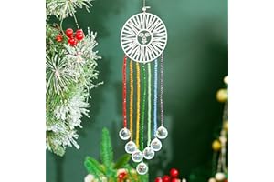 ‎H&D HYALINE&DORA H&D Kristall Regenbogen Sonnenfänger mit Metall Sonnenanhänger, hängendes Glas Chakra Sonnenfänger Kugelprisma für Fenster dekor