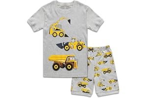 LXKA Boys Pyjamas Short Sets Kids Pjs Summer Toddler Boy 100% Cotton Dinosaur Digger Shark Sleepwear 2 Pieces Clothes Outfits 2-7 Years