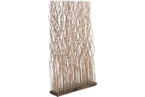 CREEDWOOD RAUMTEILER Kinki | 110x70x17cm(HxBxT), Weidenholz | Zweig Raumtrenner, Paravent, Deko Stellwand, Mobile Trennwand, Weiden Dekoelement, gewellter Sichtschutz | Farbe: grau