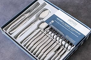 LAGUIOLE PRODUCTION laguiole Heritage - Ménagère 24 pièces - Set de couverts de table acier inoxydable pour 6 personnes - Présentation coffret cadeau - Argent