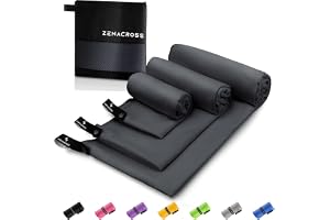 Zenacross Mikrofiberhandduk (Set om 3) med Transportväska - Kompakt Sporthandduk, Snabbtorkande och Absorberande S, M, L - Bl