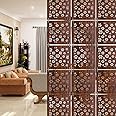 RANDOM Wooden Hanging Room Divider 12Pcs Set, Hanging Partition Wall Divider for Living Room (11.5" x 11.5" x 12 Panels) - Design 04