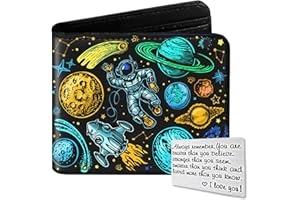 Qoibraze Kids Wallet for Boys Teen, Funny Bifold Leather Purse Age 6-8 9-12 12-14, Cool Boy Wallet for Kids, Small Wallets with Coin Pocket for Childrens Birthday Christmas Gifts (Astronaut)