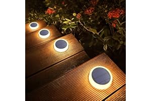 Lacasa Lampe Solaire Extérieur, 4 Pack 30LM Lampe Solaire au Sol IP68 Etanche Lumière Solaire Jardin Auto On/Off Eclairage Solaire pour Escalier Chemins Allée Patio Pont, Blanc Chaud 2700K Rond