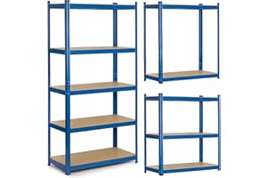 ‎HUMBERG Regał Humberg Regał piwniczny Regał magazynowy Wytrzymały regał ze stalową ramą Metal Obciążenie do 875 kg 5 półek 40 x 90 x 180 cm Niebieski